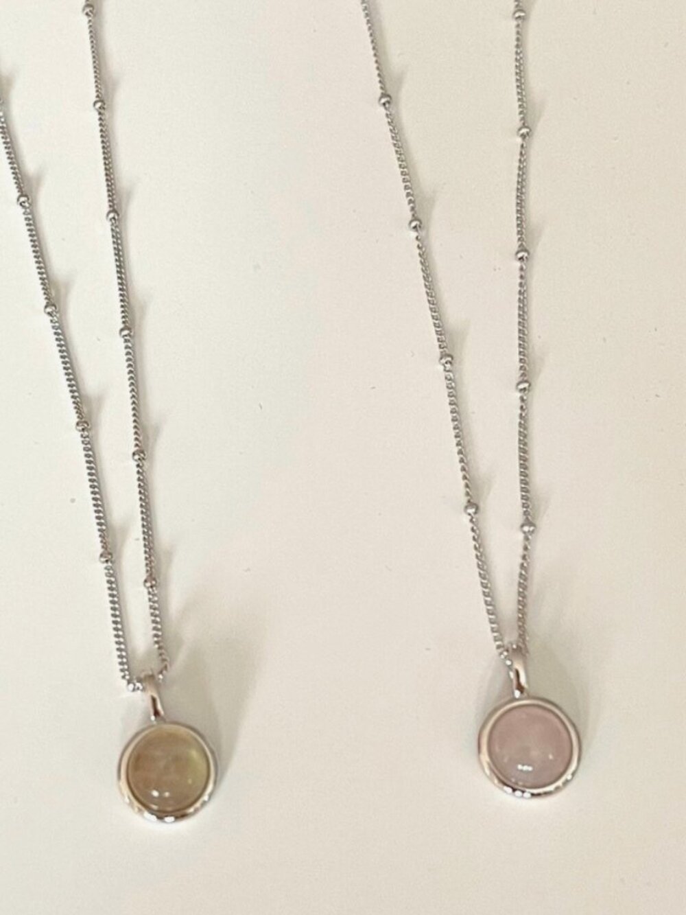925 Sterling Silver Gemstone Necklace – Labradorite or Rose Quartz